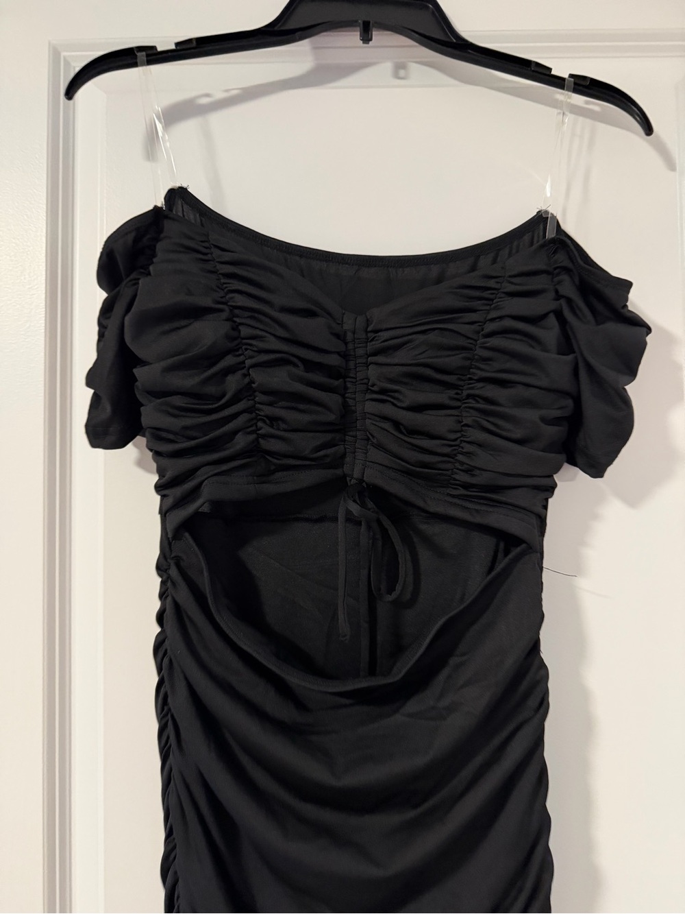 Macy's Black Ruched Off-Shoulder Maxi Dress